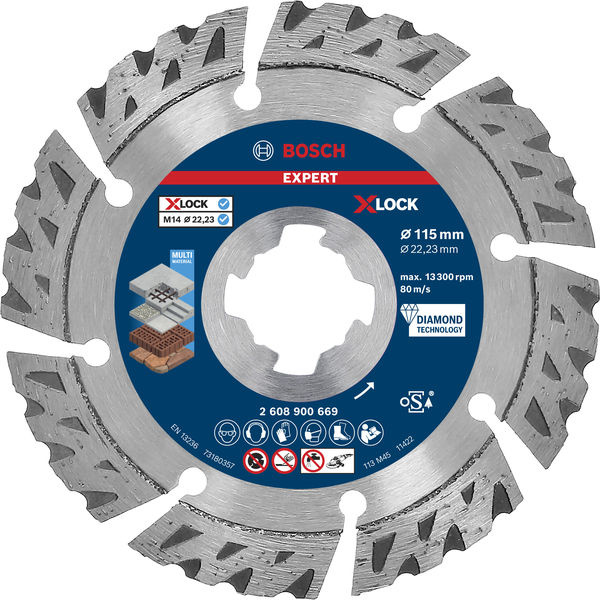 Diamantový dělicí kotouč EXPERT MultiMaterial X-LOCK 115 × 22,23 × 2,4 × 12 mm