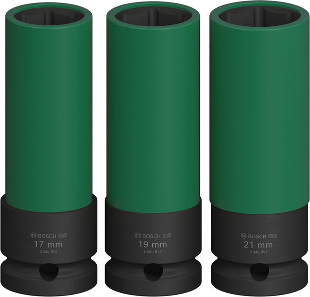 Nástrčná sada PRO Impact, kryty PET, ½″, extra prodloužené, 3 ks