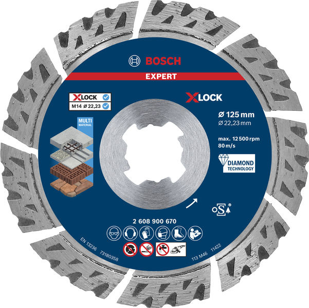 Diamantový dělicí kotouč EXPERT MultiMaterial X-LOCK 125 × 22,23 × 2,4 × 12 mm