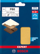 Brusný papír EXPERT C470 se 6 otvory pro vibrační brusky 115 × 107 mm, G 80, 10 ks