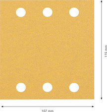 Brusný papír EXPERT C470 se 6 otvory pro vibrační brusky 115 × 107 mm, G 80, 10 ks