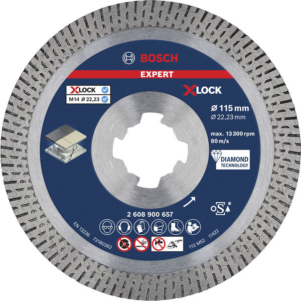 Diamantový řezný kotouč EXPERT HardCeramic X-LOCK 115 × 22,23 × 1,4 × 10 mm