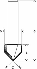 Drážkovací fréza tvaru V, Expert for Wood, 8 mm, D 12,7 mm, L 10 mm, G 44,5 mm, G 90°