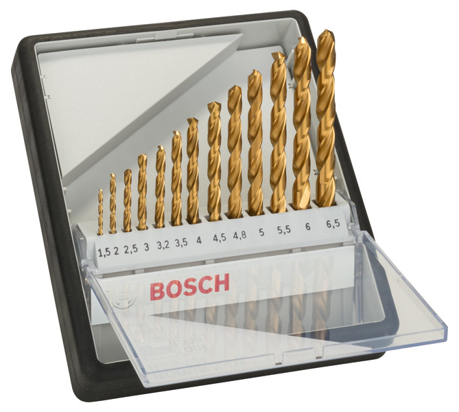 Sada spirálových vrtáků do kovu HSS-TiN, Robust Line, 135° 1,5–6,5 mm, 13 kusů