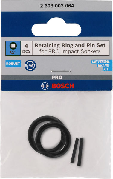 Sada pojistného kroužku a kolíku pro nástrčnou hlavici PRO Impact Socket, ¼″, 4 ks