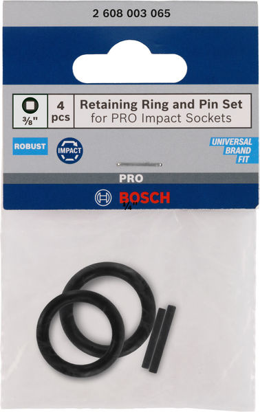 Sada pojistného kroužku a kolíku pro nástrčnou hlavici PRO Impact Socket, ⅜″, 4 ks