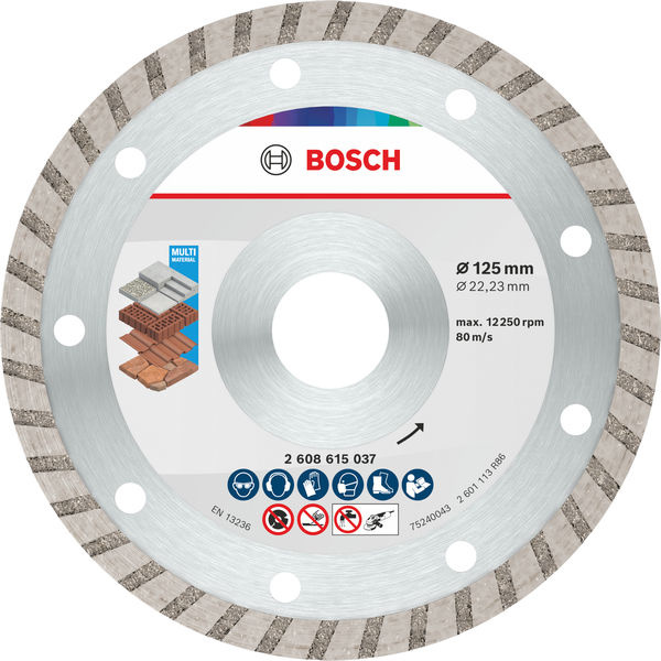 Diamantový řezací kotouč Multi Material turbo, 125 x 22,23 x 7 mm, 10 ks
