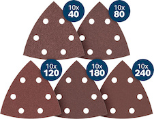 Brusný papír PRO F460, 93 × 93 mm, G10 × 40/10 × 80/10 × 120/10 × 180/10 × 240, 50 ks