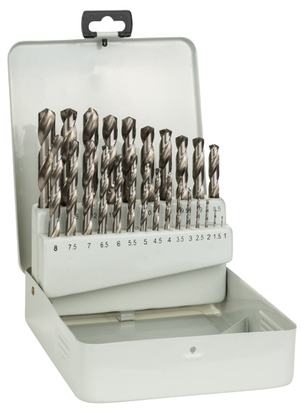 Sada spirálových vrtáků do kovu HSS-G, DIN 338, 135° v kovové kazetě, 1–13 mm, 25 kusů