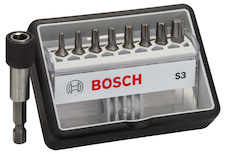 Sada šroubovacích nástavců Robust Line, S T, verze Extra Hard, 8+1 kusů