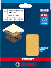Sada brusných papírů EXPERT C470, 115 × 107 mm, G 60/120/180, 10 ks