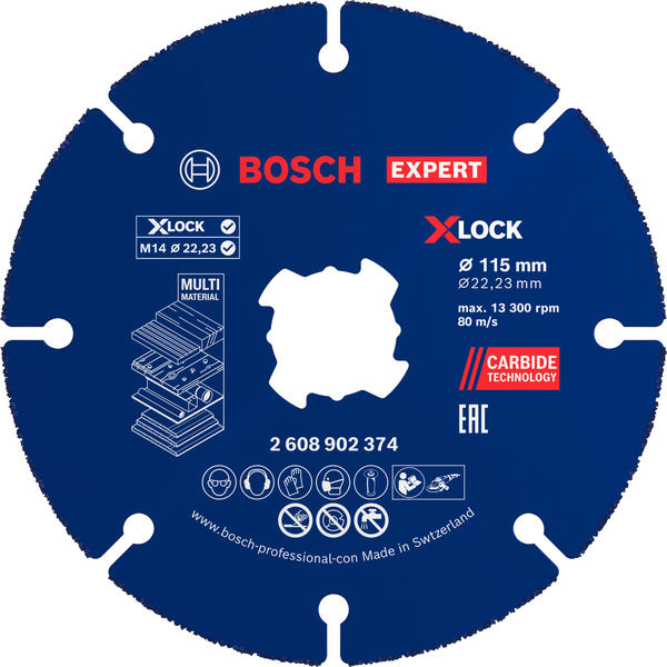 Karbidový řezací kotouč EXPERT Multi Material, 115 × 22,23 mm, X-Lock, 10 ks