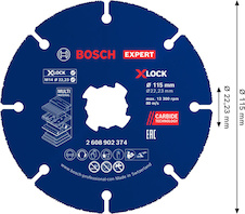 Karbidový řezací kotouč EXPERT Multi Material, 115 × 22,23 mm, X-Lock, 10 ks