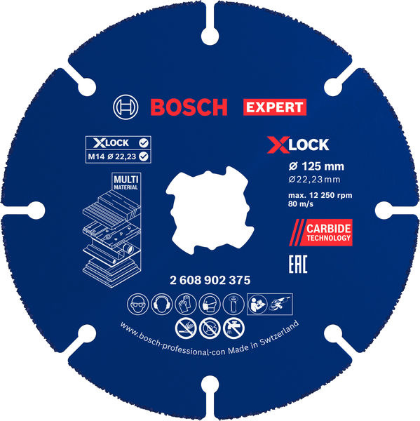 Karbidový řezací kotouč EXPERT Multi Material, 125 × 22,23 mm, X-Lock, 10 ks