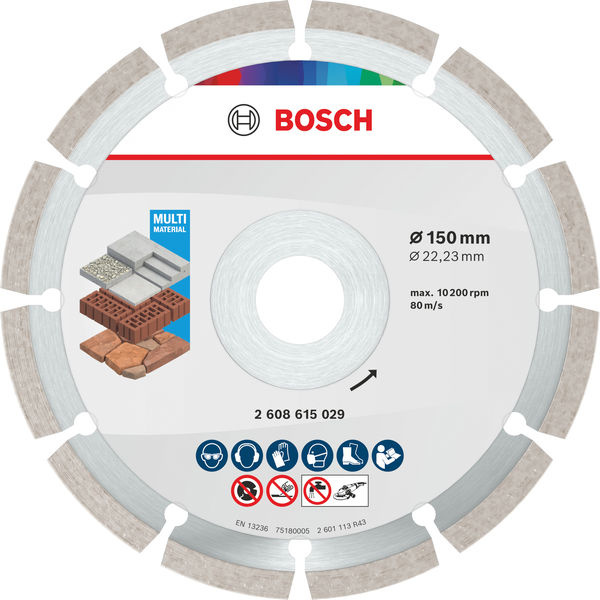 Diamantový řezací kotouč Multi Material, 150 x 22,23 x 7 mm, 10 ks