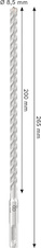 Vrták do betonu PRO SDS plus-5X, 8,5 × 200 × 265 mm