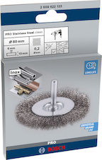 Drátěný kartáč PRO Stainless Steel clean, rovná stopka, 80 × 0,2 mm