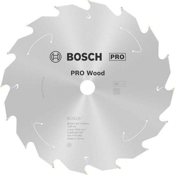 Pilový kotouč PRO Wood cordless pro akumulátorovou okružní pilu, 184 × 1,6 × 16 mm, T16