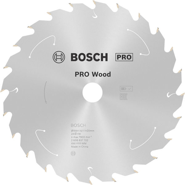 Pilový kotouč PRO Wood cordless pro akumulátorovou okružní pilu, 184 × 1,6 × 20 mm, T24