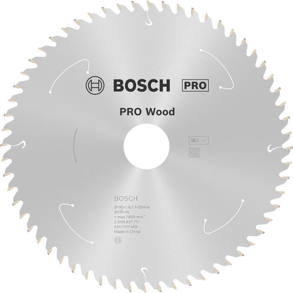 Pilový kotouč PRO Wood cordless pro akumulátorovou okružní pilu, 190 × 1,6 × 30 mm, T60