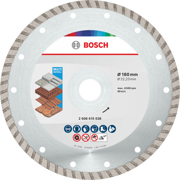 Diamantový řezací kotouč Multi Material turbo, 180 x 22,23 x 7 mm, 10 ks