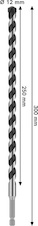 Vrták PRO HEX-5, 12 × 250 × 300 mm