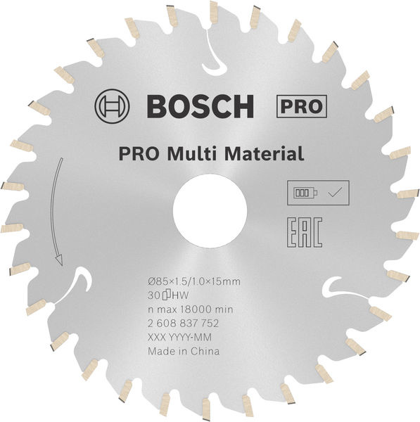 Pilový kotouč PRO Multi Material cordless pro akumulátorovou okružní pilu, 85 × 1,5 × 15 mm