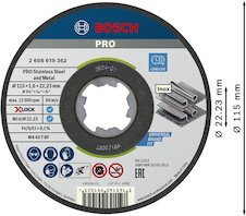 Řezací kotouč PRO Stainless Steel and Metal, 115 × 1,6 × 22,23 mm, X-Lock, rovný