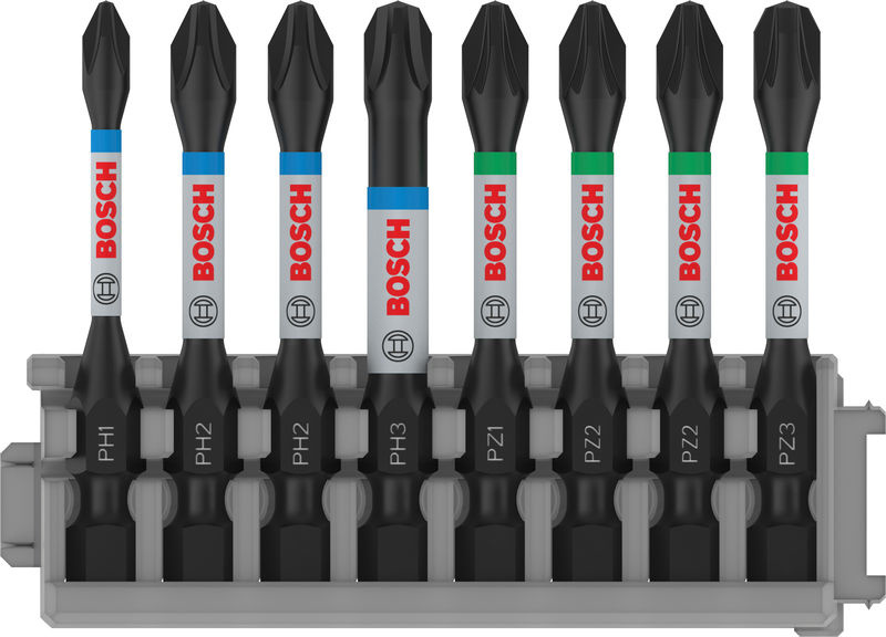 Sada šroubovacích bitů PRO Impact, PH1; PH2 (2×); PH3; PZ1; PZ2 (2×); PZ3, 55 mm, 8 ks