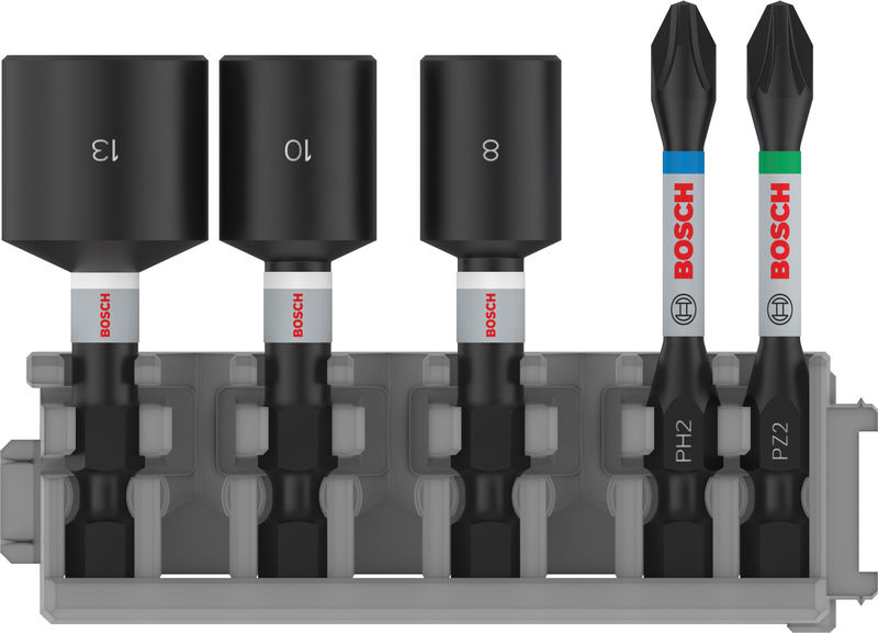 Sada PRO Impact Set s nástrčnými klíči a indexem Pick and Click, PH2 × 50, PZ2 × 50, NS8 × 50, NS10 × 50, NS13 × 50 mm, 5 ks