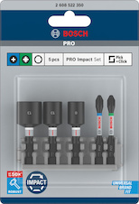 Sada PRO Impact Set s nástrčnými klíči a indexem Pick and Click, PH2 × 50, PZ2 × 50, NS8 × 50, NS10 × 50, NS13 × 50 mm, 5 ks
