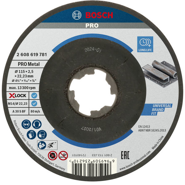 Řezací kotouč PRO Metal, 115 × 2,5 × 22,23 mm, X-Lock, zalomené