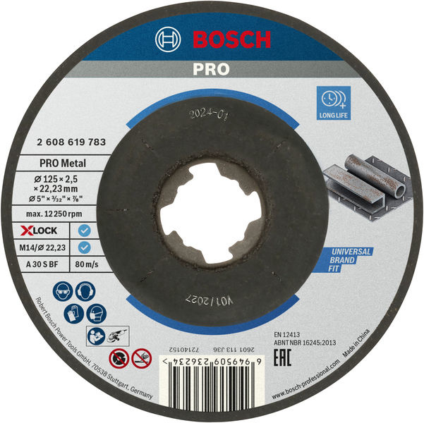 Řezací kotouč PRO Metal, 125 × 2,5 × 22,23 mm, X-Lock, zalomené