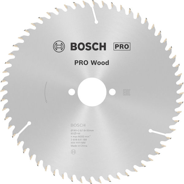 Pilový kotouč PRO Wood pro okružní pilu, 190 × 2,6 × 30 mm, T60