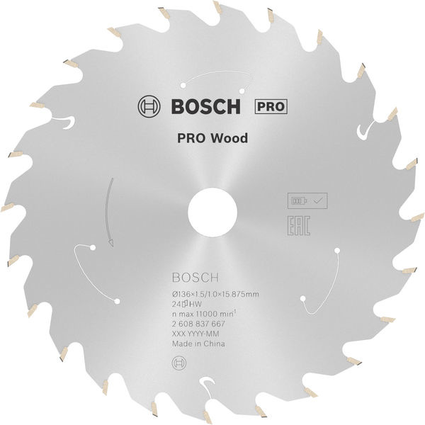 Pilový kotouč PRO Wood cordless pro akumulátorovou okružní pilu, 136 × 1,5 × 15,875 mm