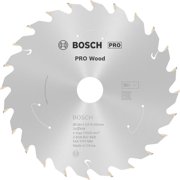 Pilový kotouč PRO Wood cordless pro akumulátorovou okružní pilu, 136 × 1,5 × 20 mm
