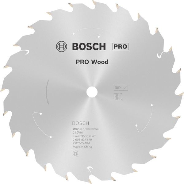 Pilový kotouč PRO Wood cordless pro akumulátorovou okružní pilu, 165 × 1,5 × 10 mm, T24
