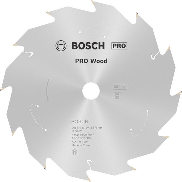 Pilový kotouč PRO Wood cordless pro akumulátorovou okružní pilu, 165 × 1,5 × 15,875 mm, T12