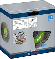 Drátěný kartáč PRO Stainless Steel clean, 115 × 0,3 mm, závit
