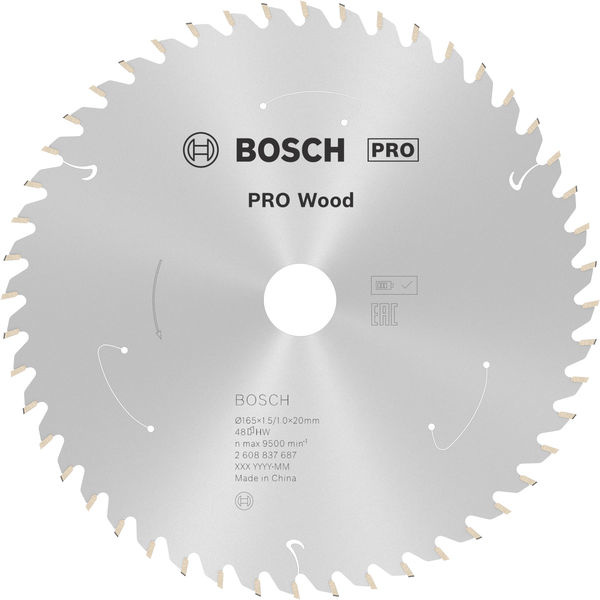 Pilový kotouč PRO Wood cordless pro akumulátorovou okružní pilu, 165 × 1,5 × 20 mm, T48