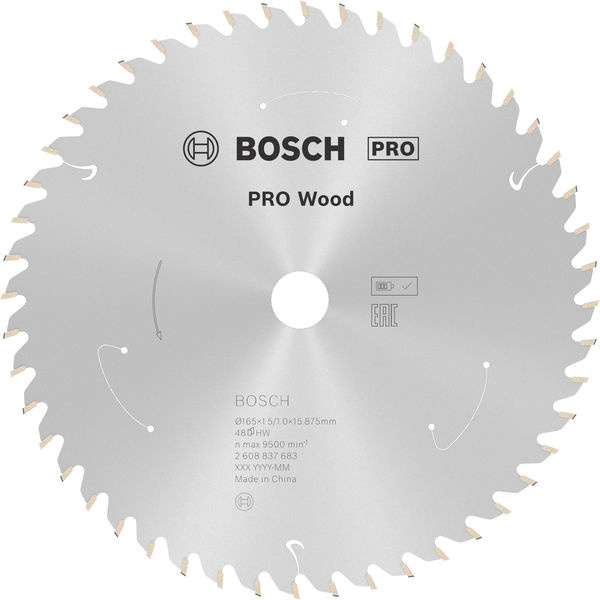 Pilový kotouč PRO Wood cordless pro akumulátorovou okružní pilu, 165 × 1,5 × 15,875 mm, T48