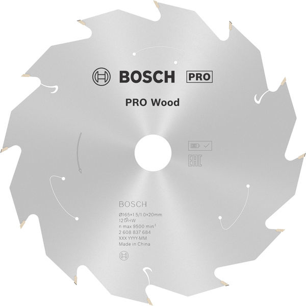Pilový kotouč PRO Wood cordless pro akumulátorovou okružní pilu, 165 × 1,5 × 20 mm, T12