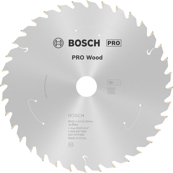 Pilový kotouč PRO Wood cordless pro akumulátorovou okružní pilu, 165 × 1,5 × 20 mm, T36