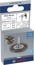 Drátěný kartáč PRO Metal clean, rovná stopka, 50 × 0,3 mm