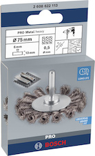 Drátěný kartáč PRO Metal heavy, rovná stopka, 75 × 0,5 mm