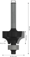 Zaoblovací fréza PRO, R 6,3, stopka 6 mm