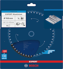Pilový kotouč EXPERT Aluminium pro okružní pilu, 168 × 1,8/1,2 × 20 mm, T52