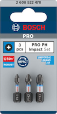 Bity PRO PH Impact, PH1 × 25, PH2 × 25, PH3 × 25 mm, 3 ks