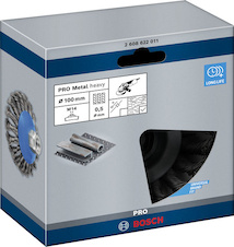 Zkosený kartáč PRO Metal heavy, 100 × 0,5 mm, závit