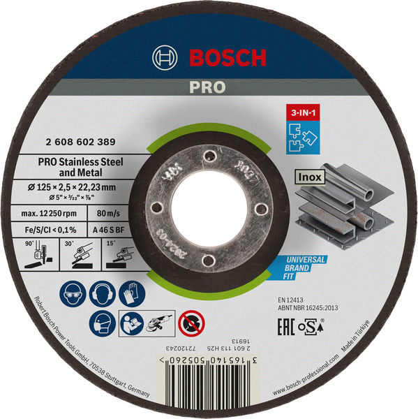 Řezací kotouč PRO Stainless Steel and Metal 3-in-1 Disc, 125 × 2,5 × 22,23 mm